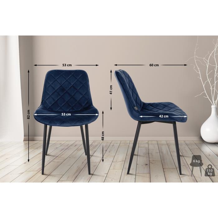 4er Set Sthle HLO-CP54 Samt ~ blau