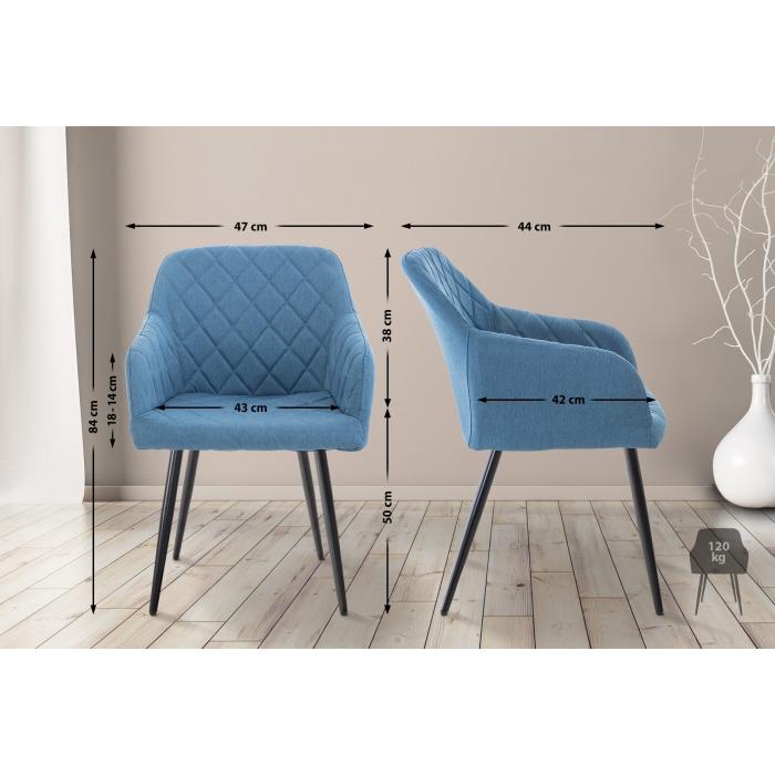 Esszimmerstuhl HLO-CP76 Stoff ~ blau