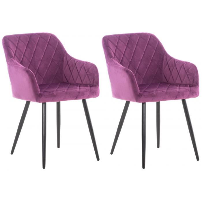 2er Set Esszimmerstuhl HLO-CP3 Samt ~ lila
