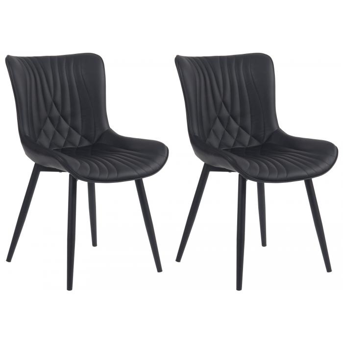 2er Set Sthle HLO-CP7 Kunstleder ~ schwarz
