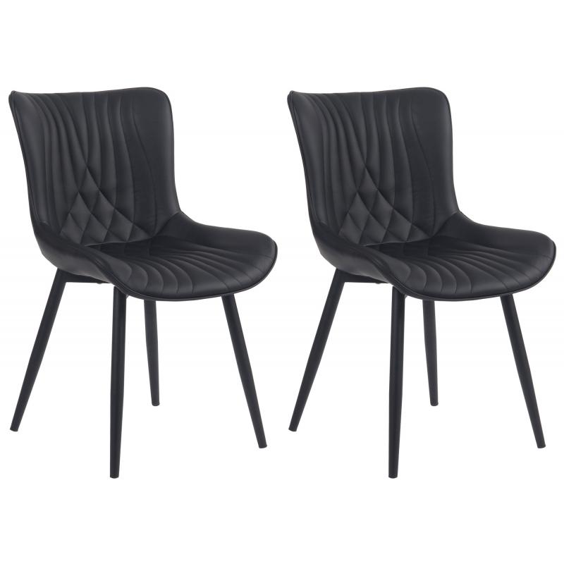 2er Set Sthle HLO-CP7 Kunstleder ~ schwarz