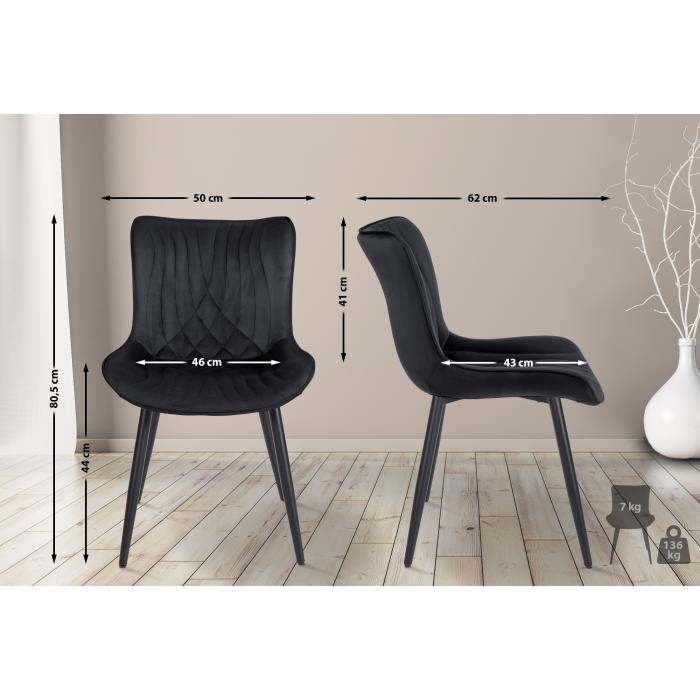 2er Set Sthle HLO-CP26 Samt ~ schwarz