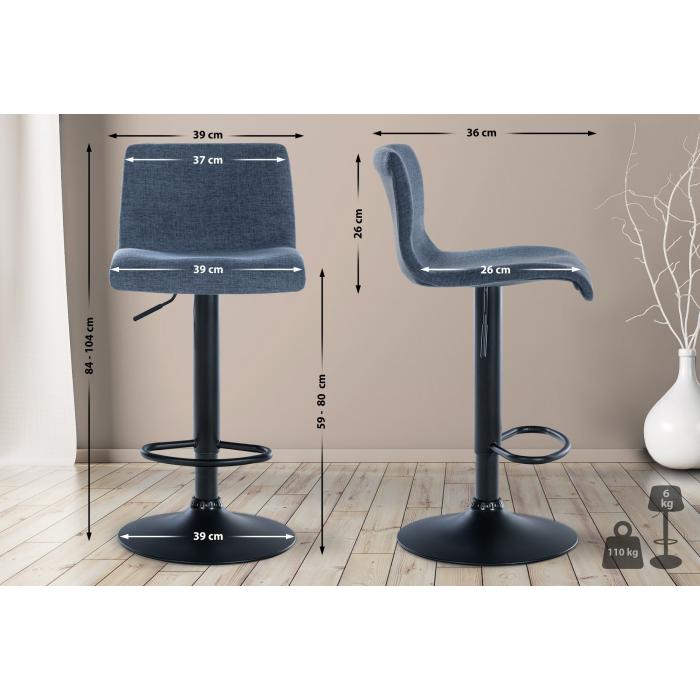 Barhocker HLO-CP240 Stoff ~ blau