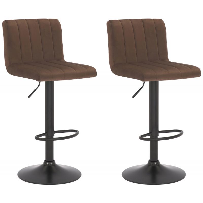 2er Set Barhocker HLO-CP231 Samt ~ braun
