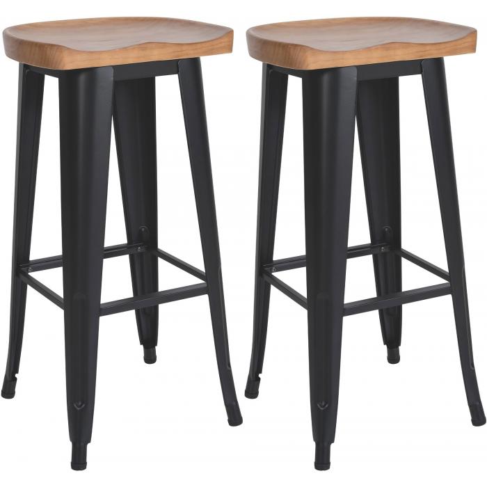 2er Set Barhocker HLO-CP245 ~ schwarz