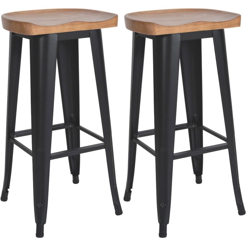 2er Set Barhocker HLO-CP245 ~ schwarz