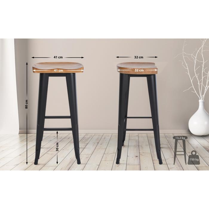 2er Set Barhocker HLO-CP245 ~ schwarz