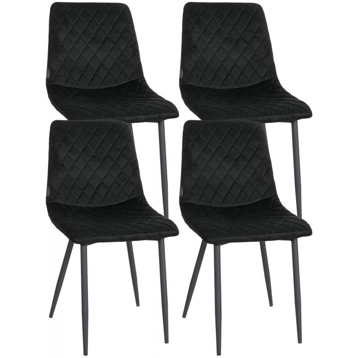4er Set Sthle HLO-CP55 Samt ~ schwarz