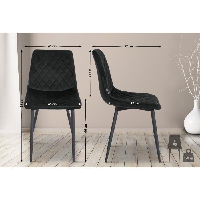 4er Set Sthle HLO-CP55 Samt ~ schwarz
