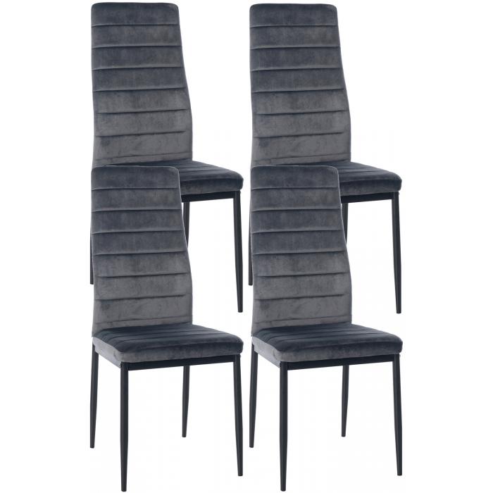 4er Set Esszimmersthle HLO-CP39 Samt ~ grau