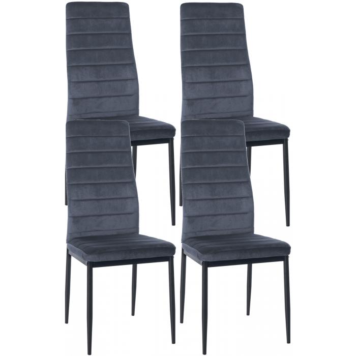 4er Set Esszimmersthle HLO-CP39 Samt ~ hellgrau