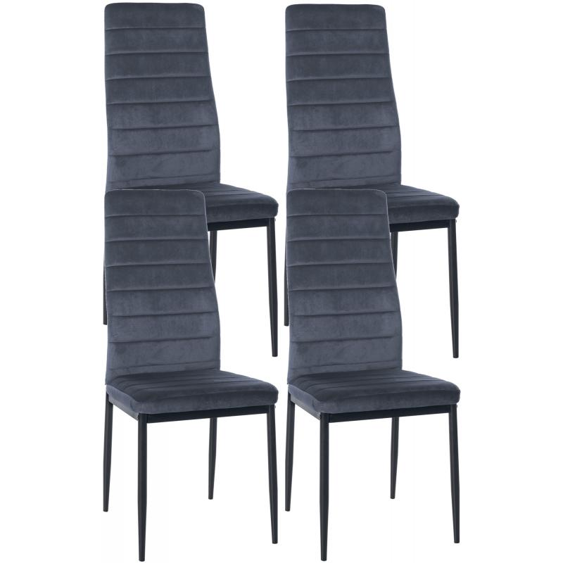 4er Set Esszimmersthle HLO-CP39 Samt ~ hellgrau