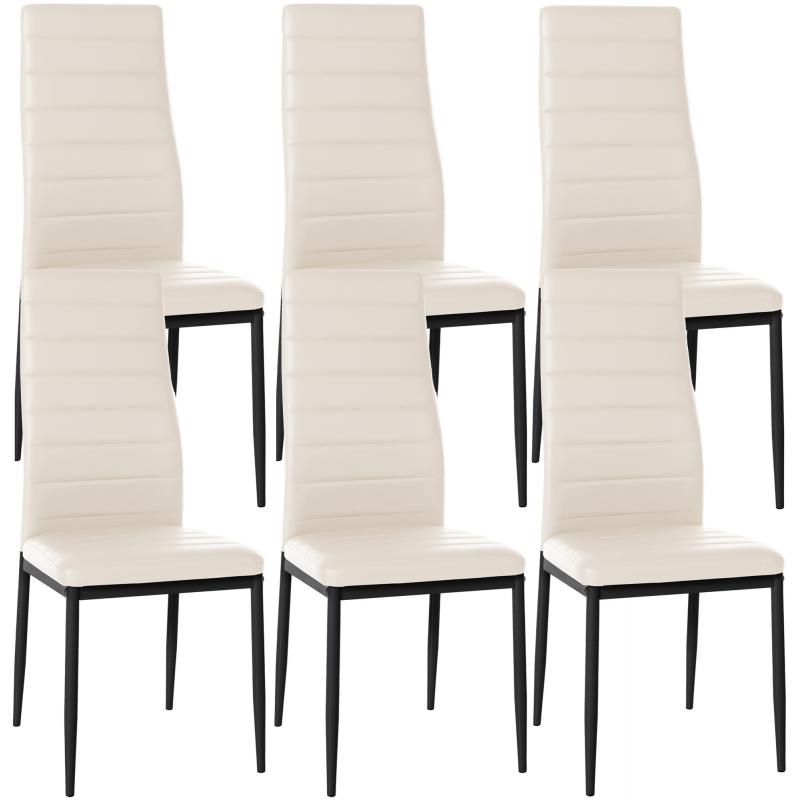 6er Set Esszimmersthle HLO-CP16 Kunstleder ~ creme