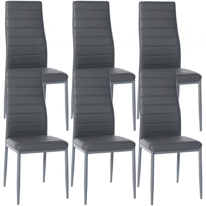6er Set Esszimmersthle HLO-CP16 Kunstleder ~ grau