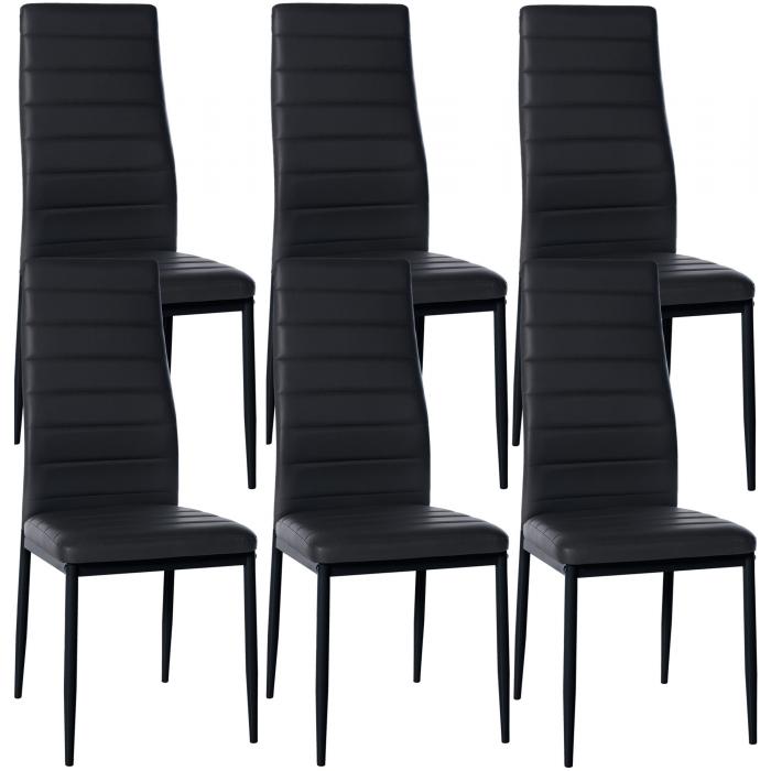 6er Set Esszimmersthle HLO-CP16 Kunstleder ~ schwarz