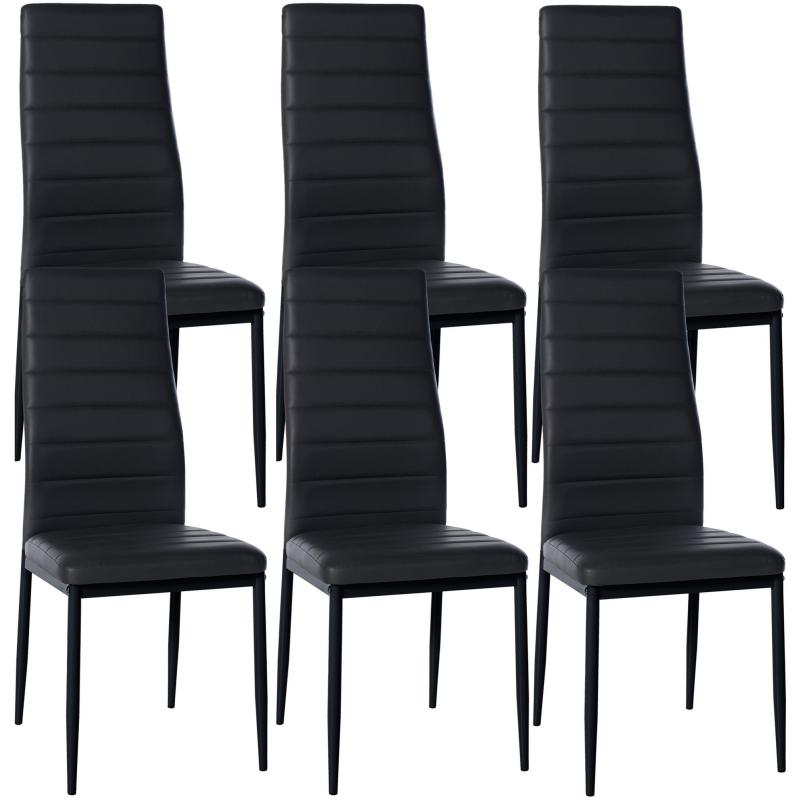 6er Set Esszimmersthle HLO-CP16 Kunstleder ~ schwarz