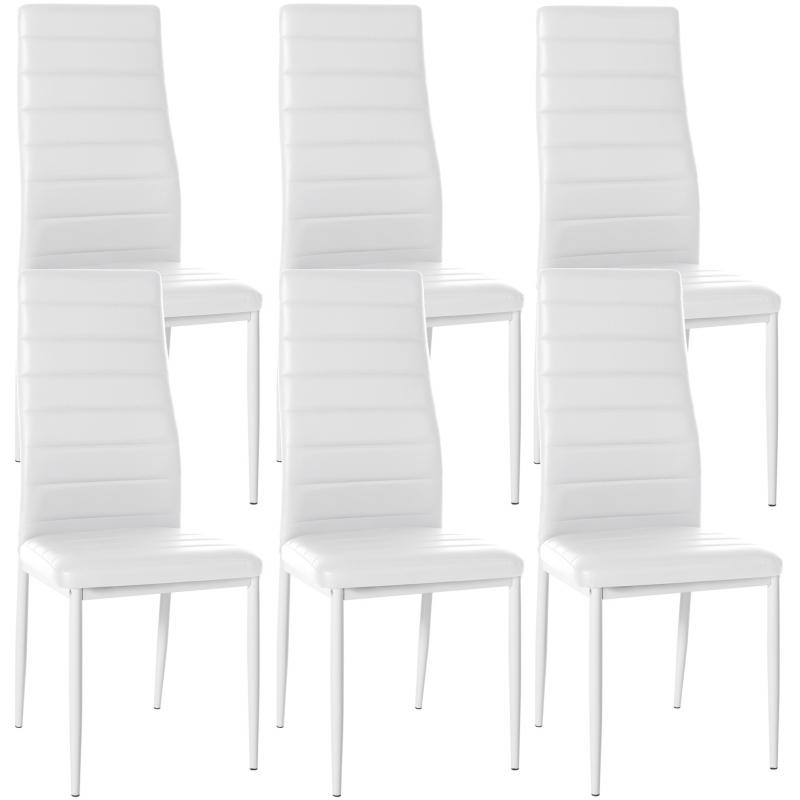 6er Set Esszimmersthle HLO-CP16 Kunstleder ~ wei