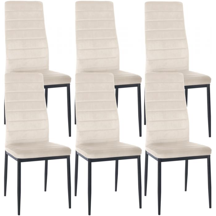 6er Set Esszimmersthle HLO-CP39 Samt ~ creme