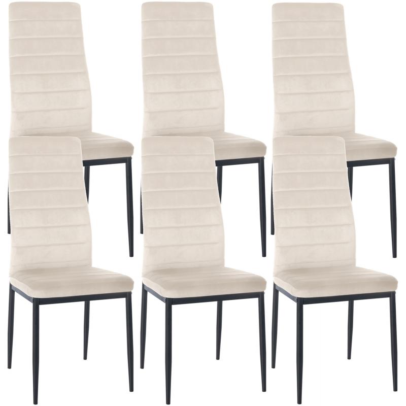 6er Set Esszimmersthle HLO-CP39 Samt ~ creme