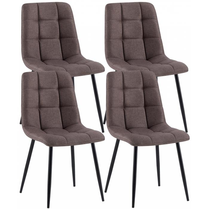 4er Set Esszimmersthle HLO-CP37 Stoff ~ braun
