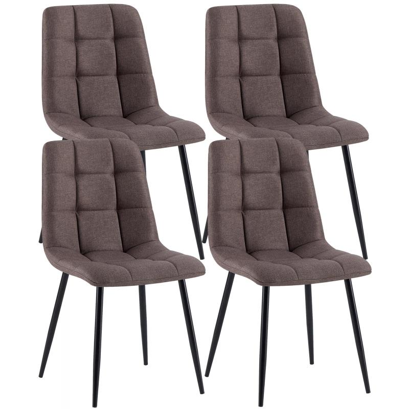 4er Set Esszimmersthle HLO-CP37 Stoff ~ braun