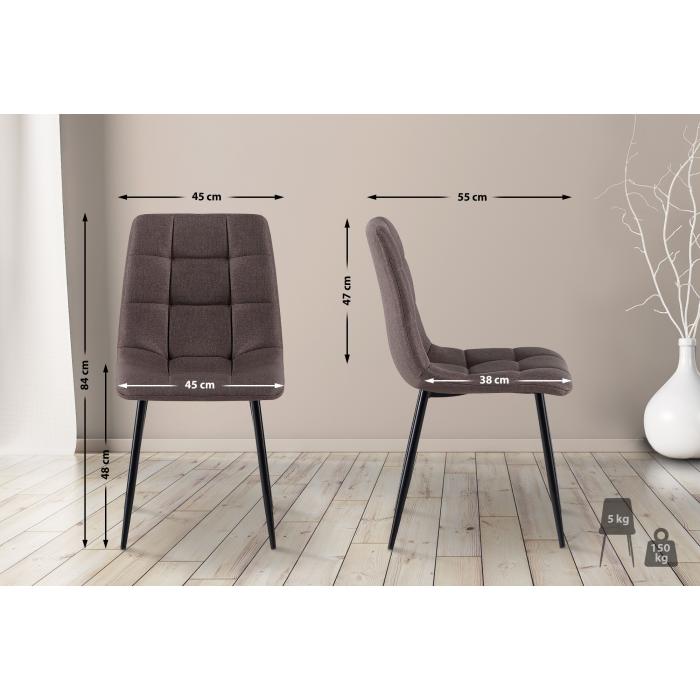 4er Set Esszimmersthle HLO-CP37 Stoff ~ braun