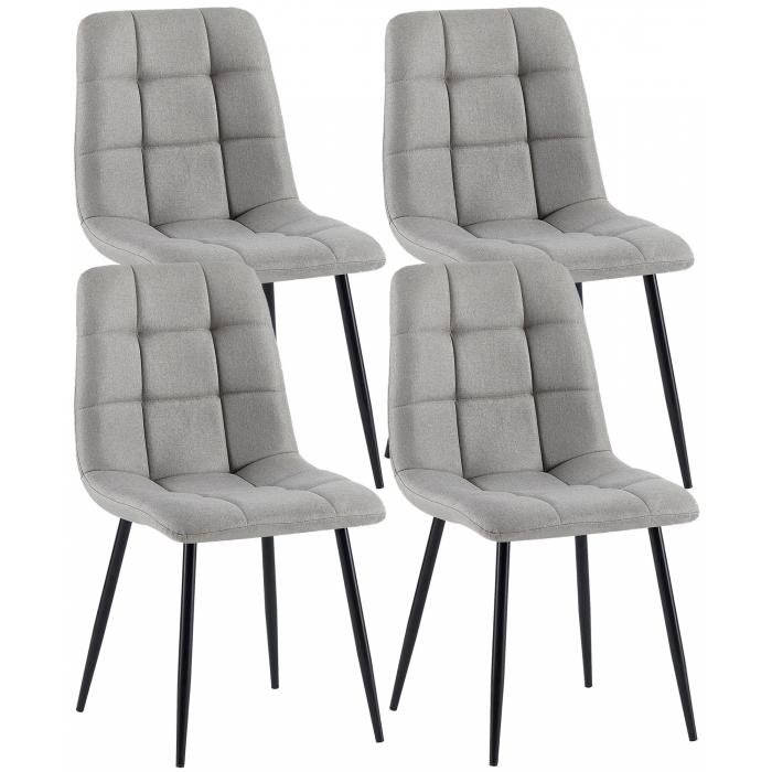 4er Set Esszimmersthle HLO-CP37 Stoff ~ hellgrau