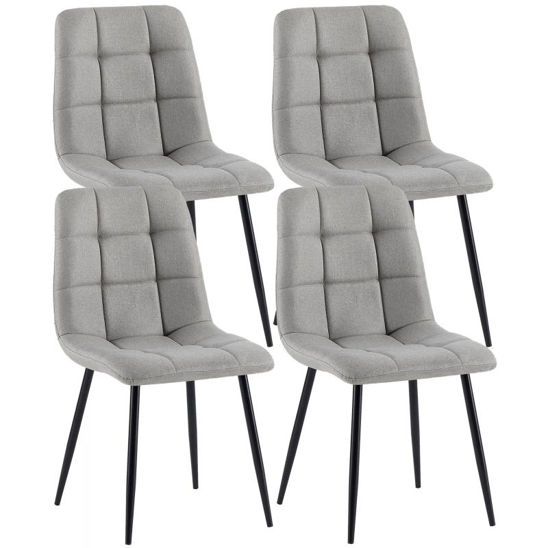 4er Set Esszimmersthle HLO-CP37 Stoff ~ hellgrau