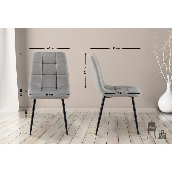 4er Set Esszimmersthle HLO-CP37 Stoff ~ hellgrau