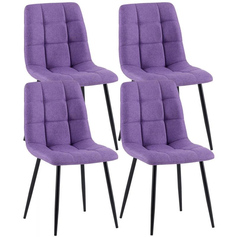 4er Set Esszimmersthle HLO-CP37 Stoff ~ lila