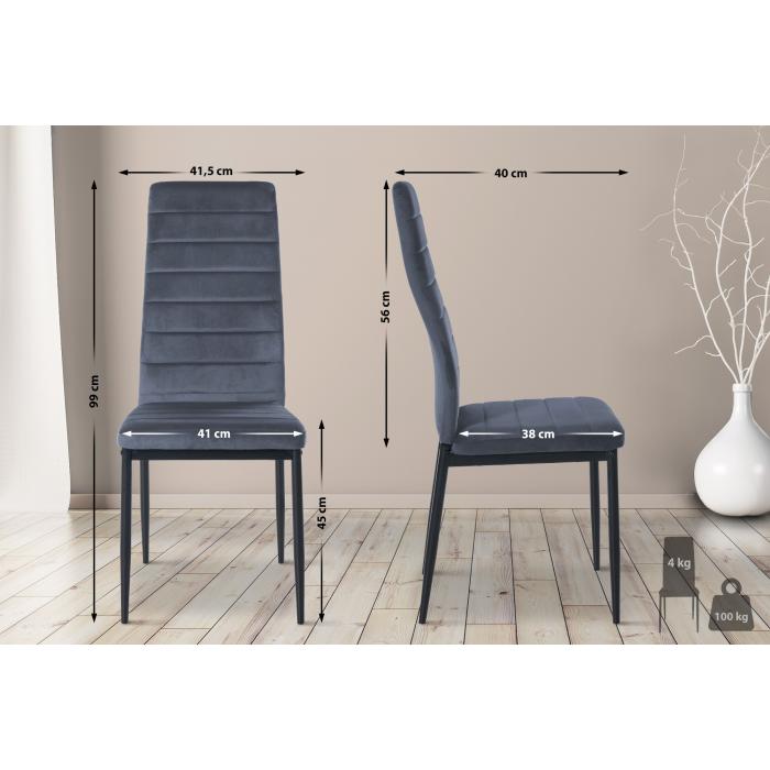 4er Set Esszimmersthle HLO-CP39 Samt ~ hellgrau