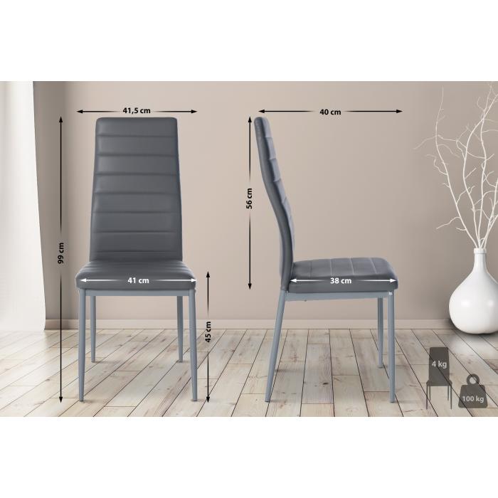 6er Set Esszimmersthle HLO-CP16 Kunstleder ~ grau