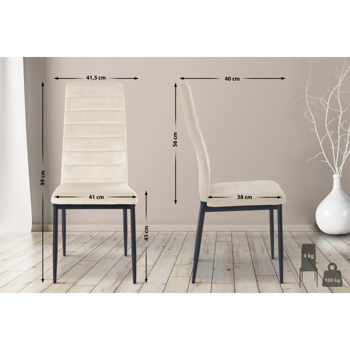 6er Set Esszimmersthle HLO-CP39 Samt ~ creme