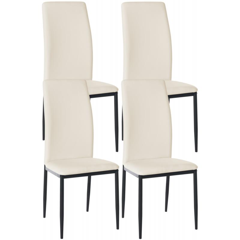 4er Set Esszimmersthle HLO-CP18 Kunstleder ~ creme