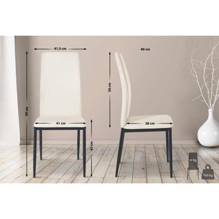 4er Set Esszimmersthle HLO-CP18 Kunstleder ~ creme