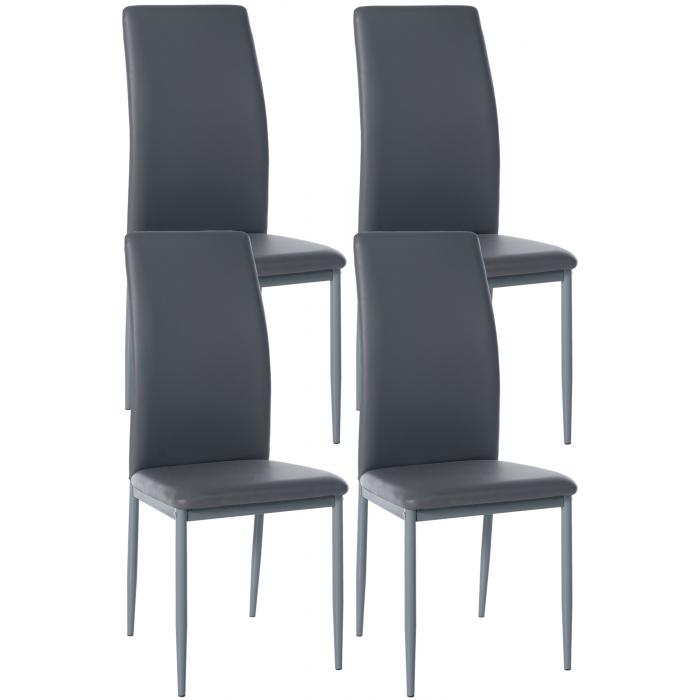 4er Set Esszimmersthle HLO-CP18 Kunstleder ~ grau