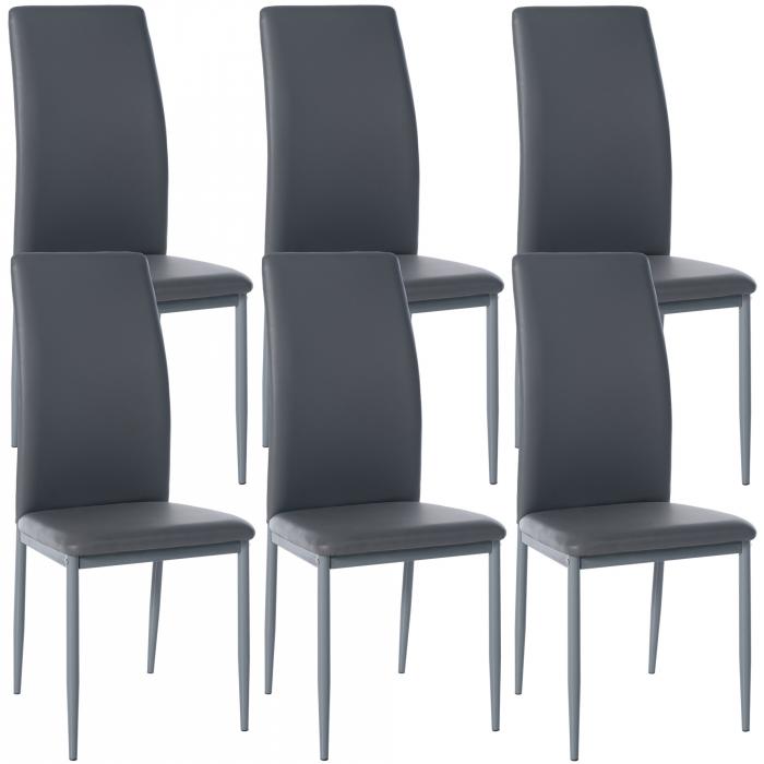 6er Set Esszimmersthle HLO-CP18 Kunstleder ~ grau