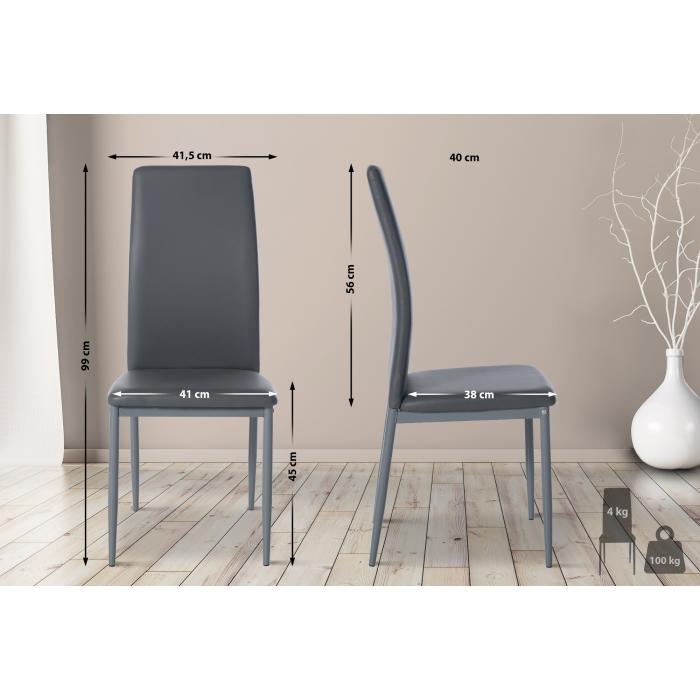 6er Set Esszimmersthle HLO-CP18 Kunstleder ~ grau