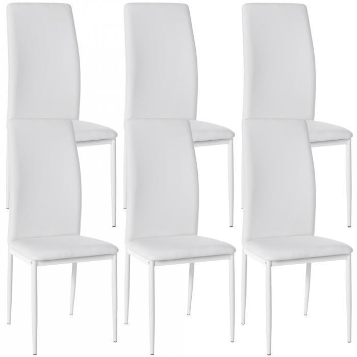 6er Set Esszimmersthle HLO-CP18 Kunstleder ~ wei