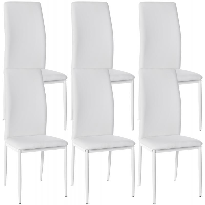 6er Set Esszimmersthle HLO-CP18 Kunstleder ~ wei