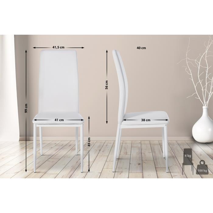 6er Set Esszimmersthle HLO-CP18 Kunstleder ~ wei