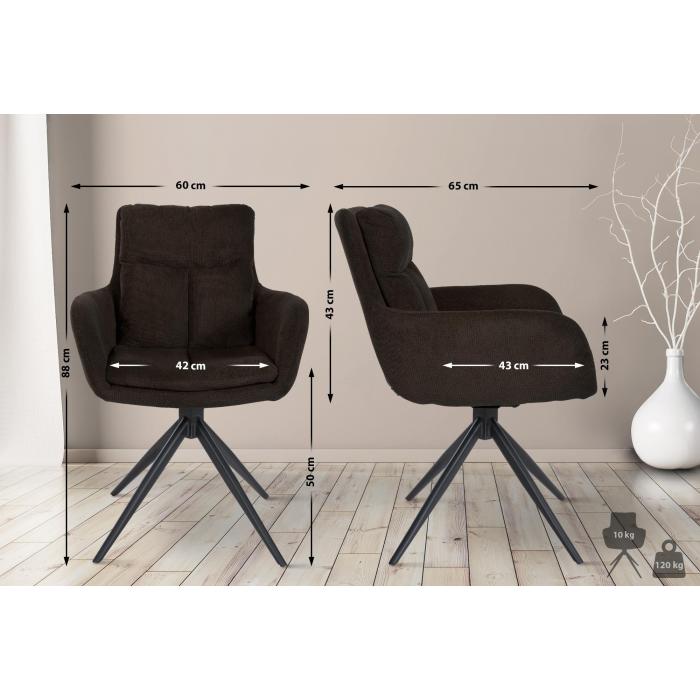 Esszimmerstuhl HLO-CP102 Stoff ~ braun