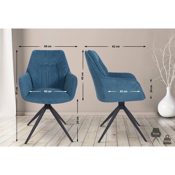 Esszimmerstuhl HLO-CP103 Stoff ~ blau