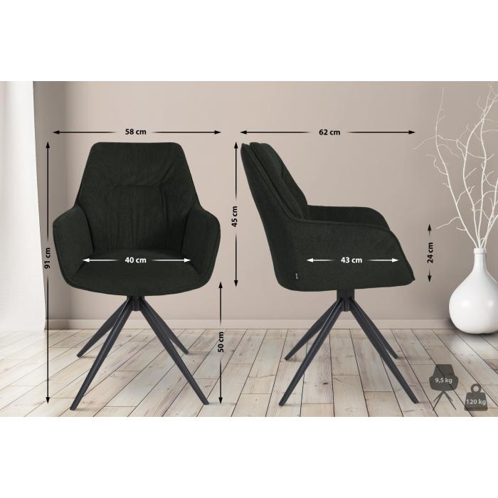 Esszimmerstuhl HLO-CP103 Stoff ~ schwarz