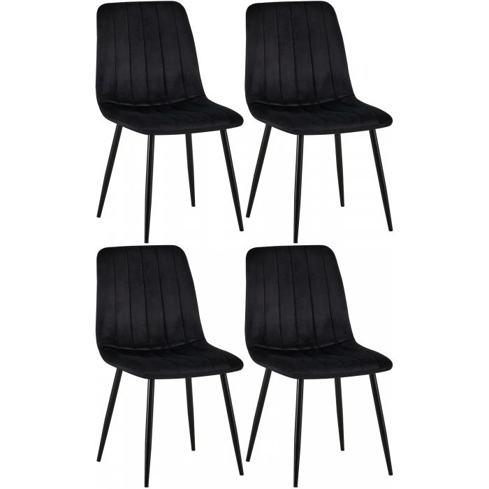4er Set Sthle HLO-CP46 Samt ~ schwarz
