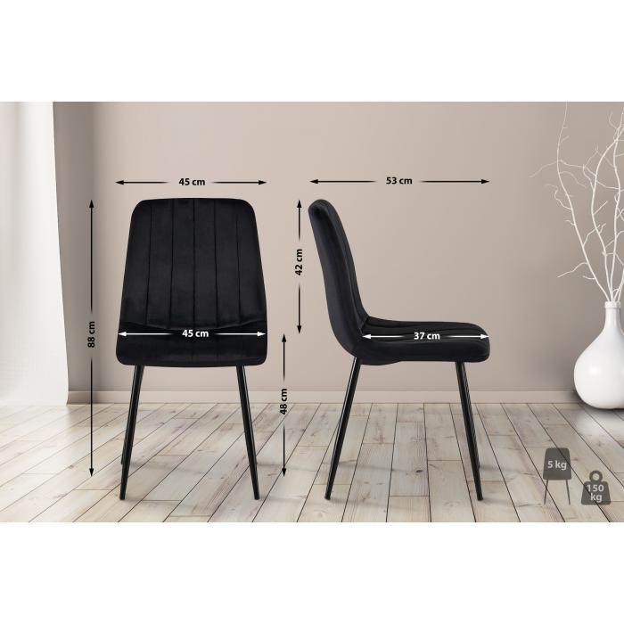 4er Set Sthle HLO-CP46 Samt ~ schwarz