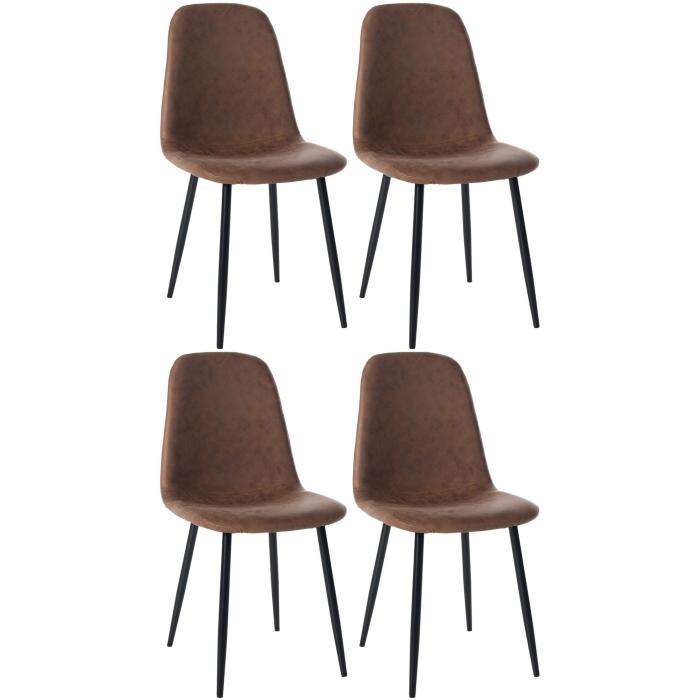 4er Set Esszimmersthle HLO-CP17 Kunstleder ~ braun