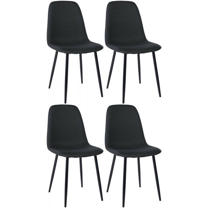 4er Set Esszimmersthle HLO-CP41 Stoff ~ schwarz