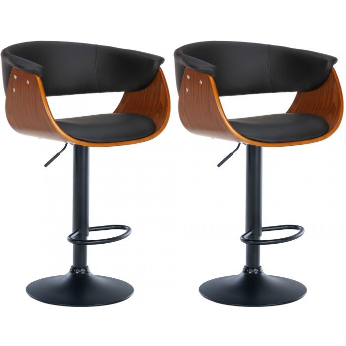 2er Set Barhocker HLO-CP300 Kunstleder ~ walnuss/schwarz