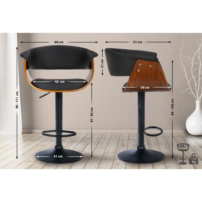 2er Set Barhocker HLO-CP300 Kunstleder ~ walnuss/schwarz